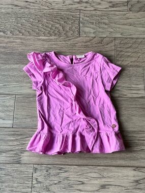 Ted Baker Pink Ruffle-Trim Short Sleeve Girls Top size 4-5yrs